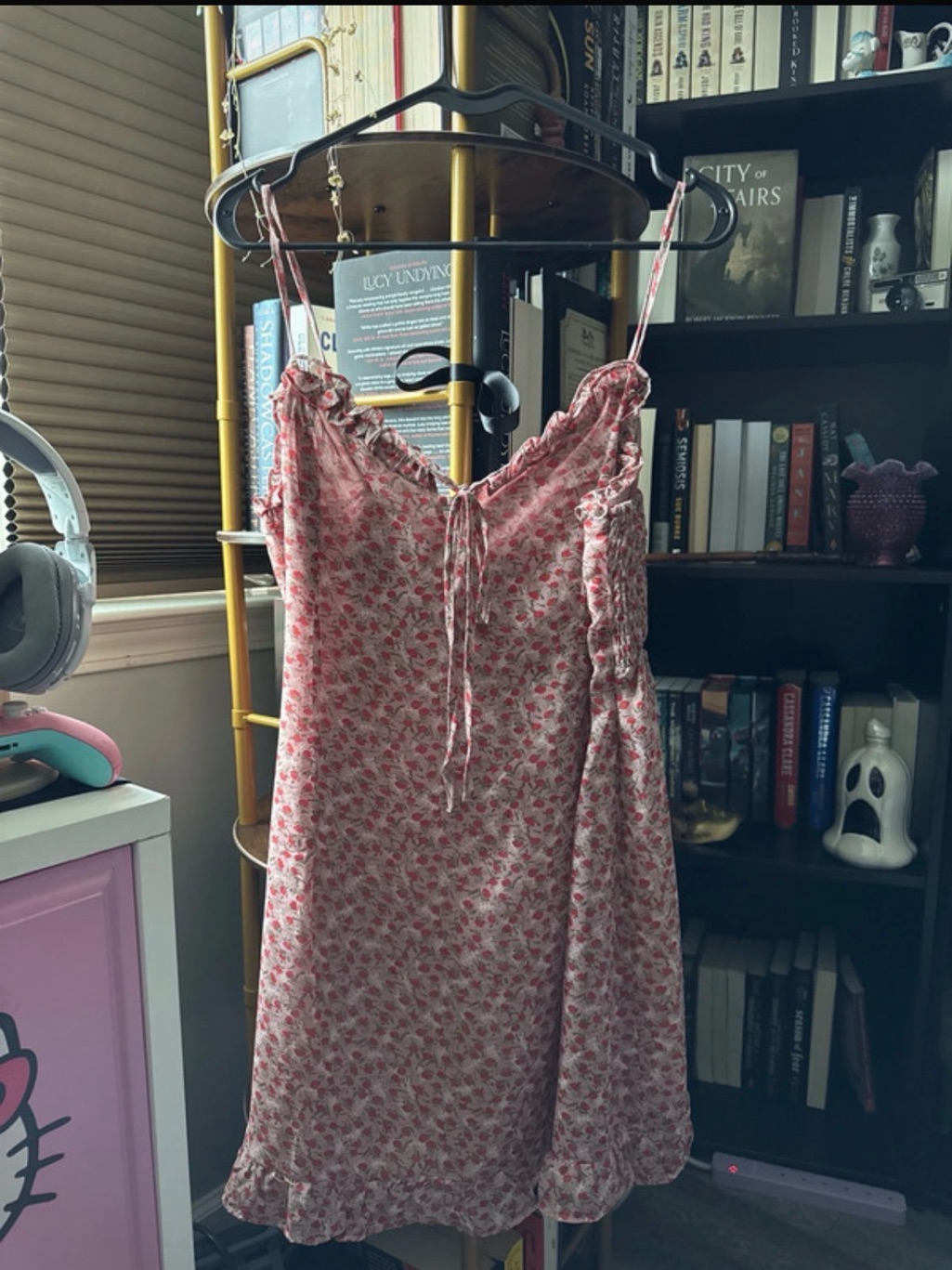 Floral Pink Ruffle-Trim Mini Dress